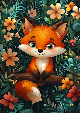 Cute Fox in Torpical Forest