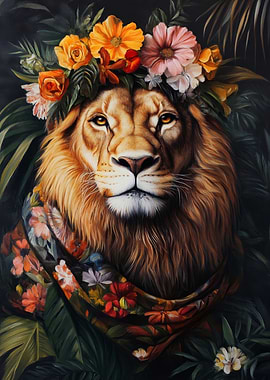 Lion with Floral Crown
