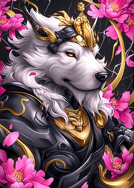 White Goldendoo Dog Samurai