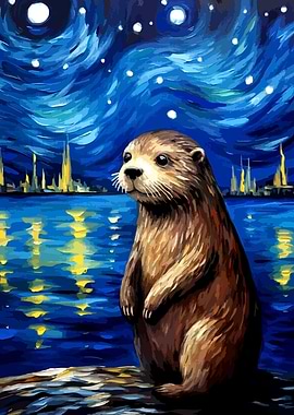Otter Starry Night