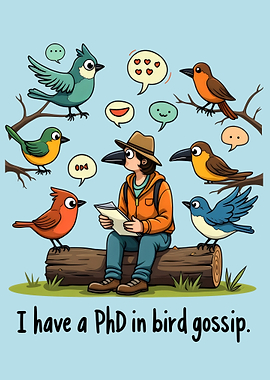 I have a PhD in bird gossip. Bird Watching Ornithology
