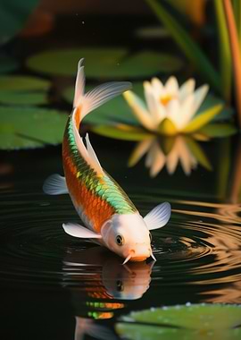 Koi Fish in Pond