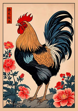 Rooster Japanese Art