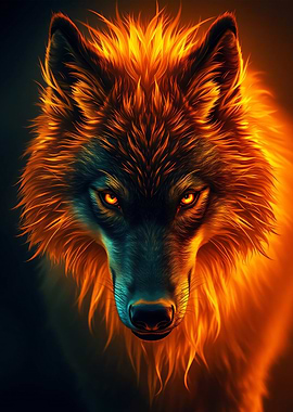 Fiery Wolf Portrait
