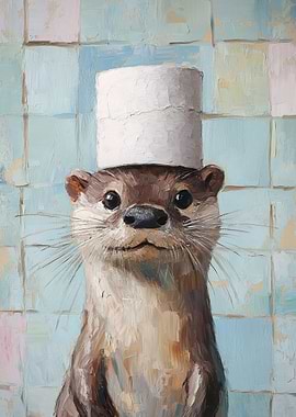 Otter in a Toilet Paper Hat