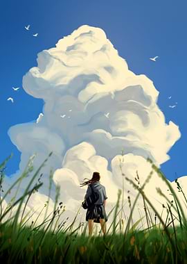Girl Gazing at Cloud