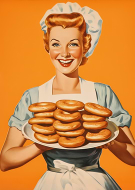 Smiling Woman with Donuts