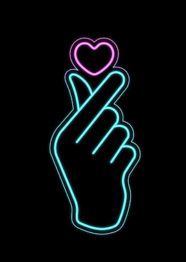 Neon Hand Heart Sign