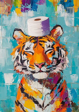 Tiger with Toilet Paper Hat