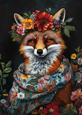 Fox with Floral Crown