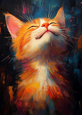 Happy Orange Cat Painting