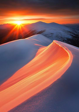 Sunrise Over Snowy Mountains