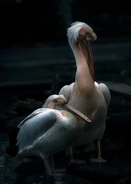 Two White Pelicans
