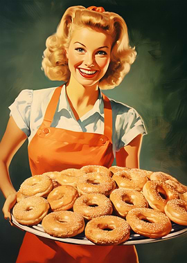 Smiling Woman with Donuts
