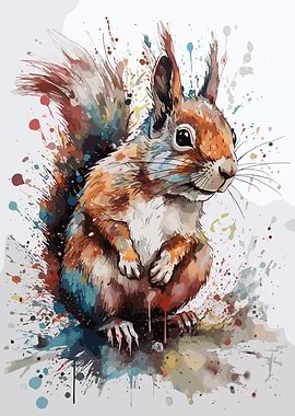 Squirrel Watercolor Art