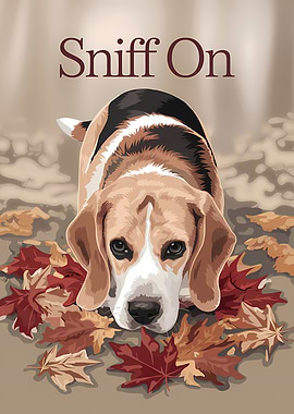 Beagle Sniffing Leaves