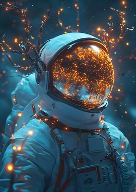In the boundless darkness the astronaut drifts ser