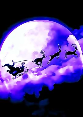 Santa's Sleigh Under the Moon