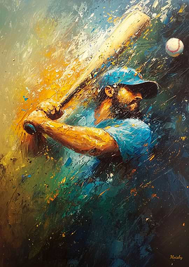 Baseball Batter Swing - Energetic Abstract Sports Art