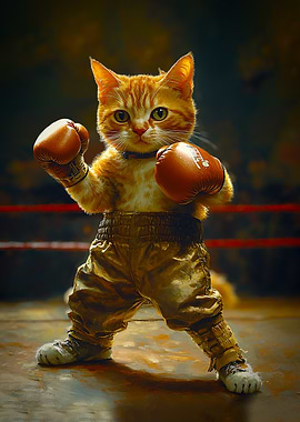 Funny Boxing Cat