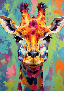 Colorful Giraffe Portrait