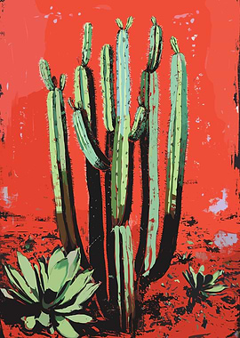 Cactus Tree Desert Art