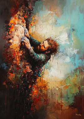 Rock Climber Art - Abstract Adventure Sports