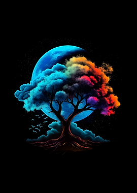 Rainbow Tree and Moon