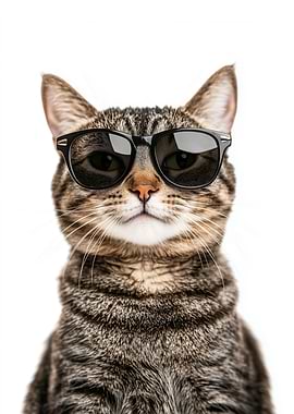 Cool American Bobtail Cat in Sunglasses