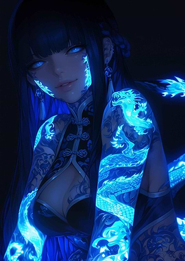Blue Dragon Tattoo Anime Girl