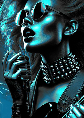 Rockstar Woman with Microphone