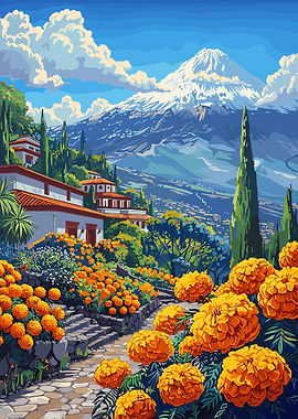 Mountain Village Landscape