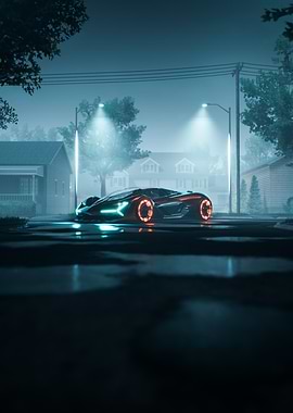 Futuristic Car in Fog