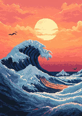 Pixelated Great Wave