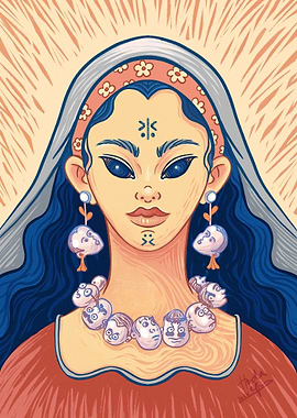 Mystical Woman with Head Necklace