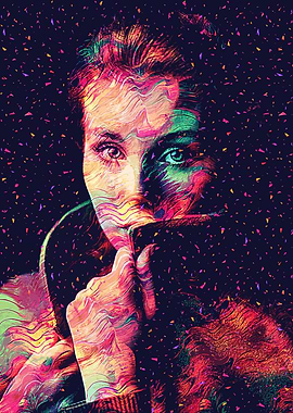 Abstract Portrait with Confetti