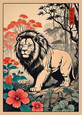 Lion in Japanese Style