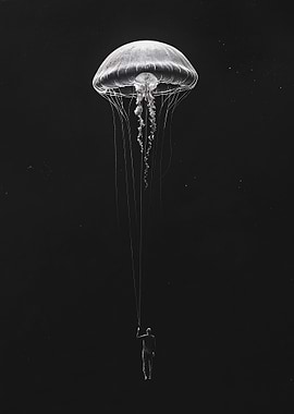 Man Hanging from Jellyfish