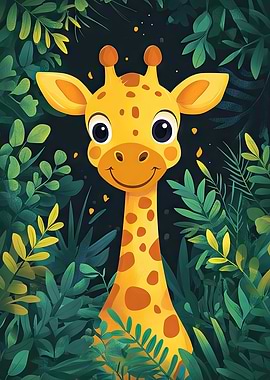 Smiling Giraffe in Jungle