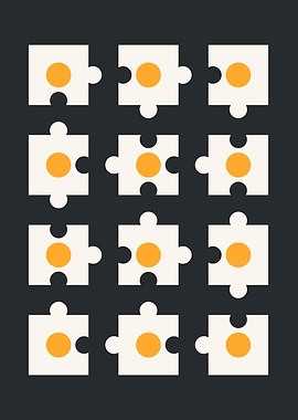 Fried eggs in form of puzzles