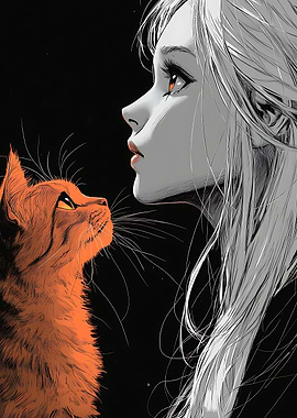 Girl and Cat Portrait : Eyes of Friendship