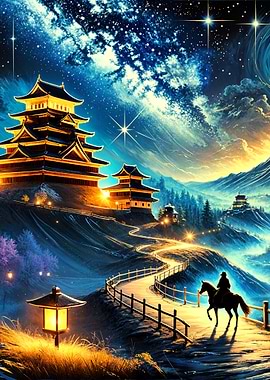 Japanese Temple Night Scene