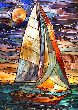 Stained Glass Sailboat