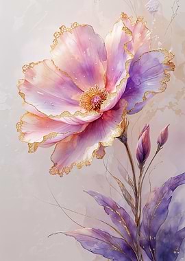 Delicate Pink Flower with Gold