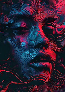 Abstract Face in Neon