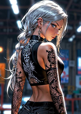 Fierce Elegance: Cyberpunk Warrior