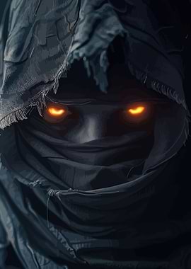 Mysterious Figure with Glowing Eyes