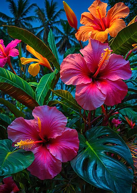 Tropical Hibiscus Flowers