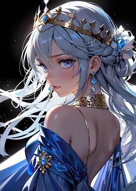 Anime Princess with Blue Dress
