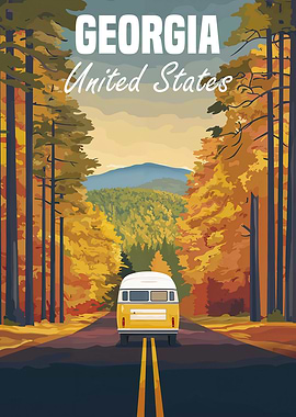 Georgia Road Trip travel poster